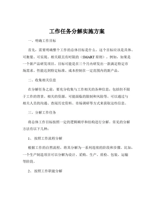 工作任务分解实施方案