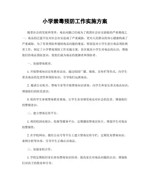 小学禁毒预防工作实施方案