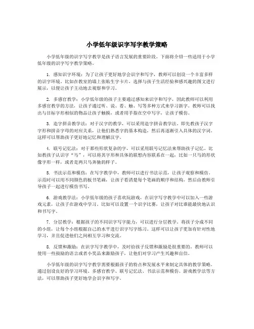 小学低年级识字写字教学策略