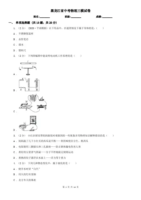 黑龙江省中考物理三模试卷