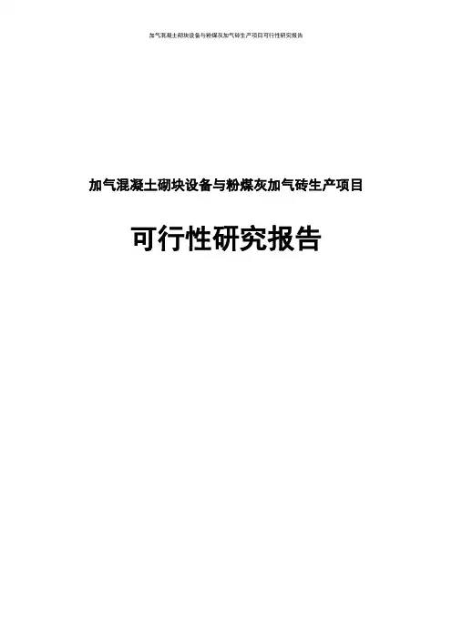 加气混凝土砌块设备与粉煤灰加气砖生产项目可行性研究报告