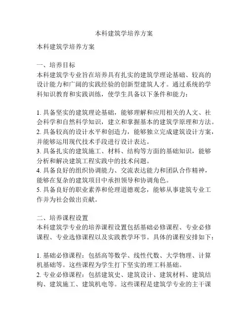 本科建筑学培养方案