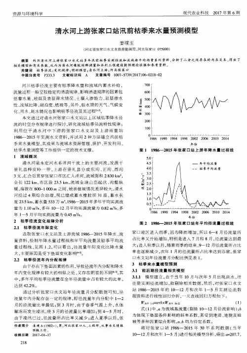 清水河上游张家口站汛前枯季来水量预测模型