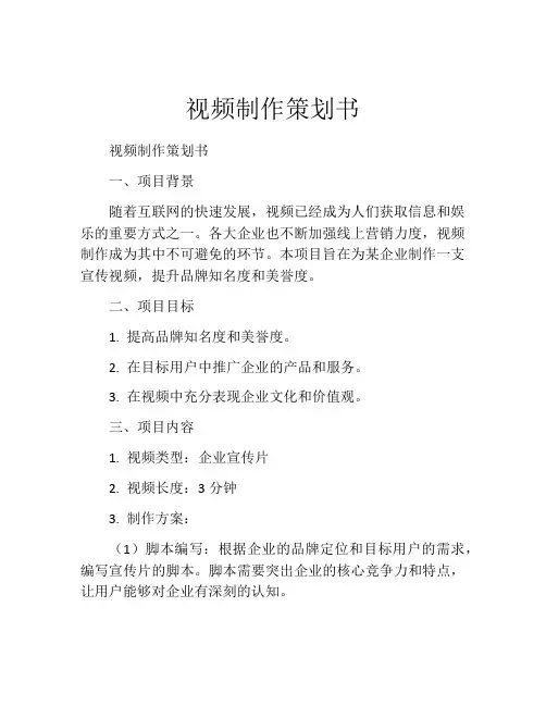 视频制作策划书