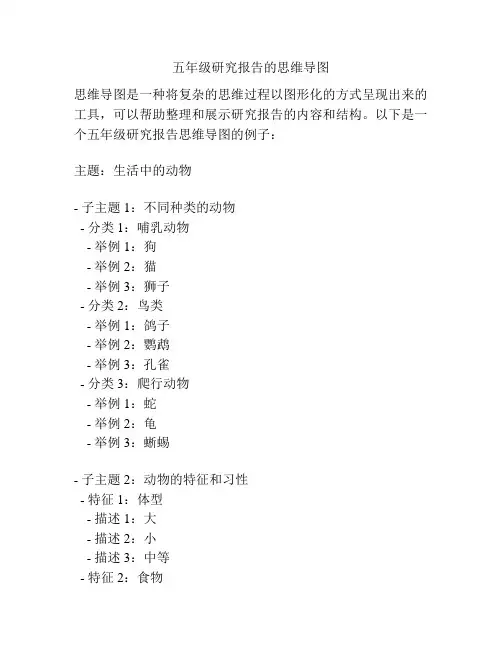 五年级研究报告的思维导图