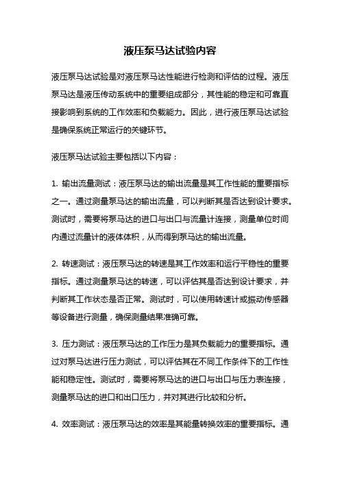 液压泵马达试验内容