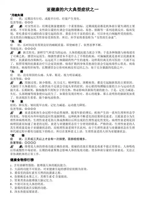 亚健康的六大典型症状之一