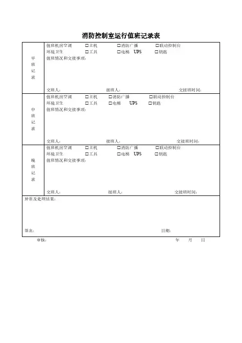 消防控制室运行值班记录表