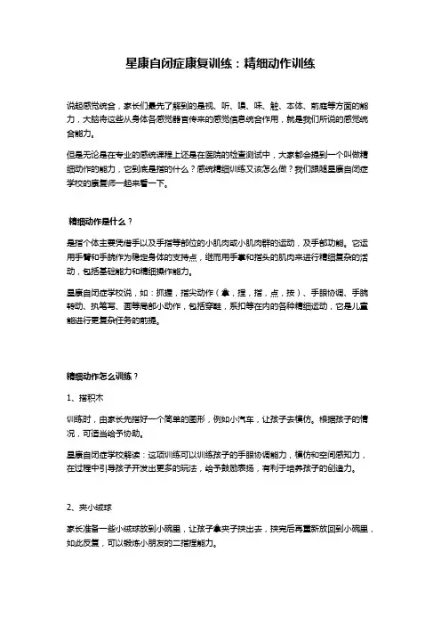 星康自闭症康复训练——精细动作训练