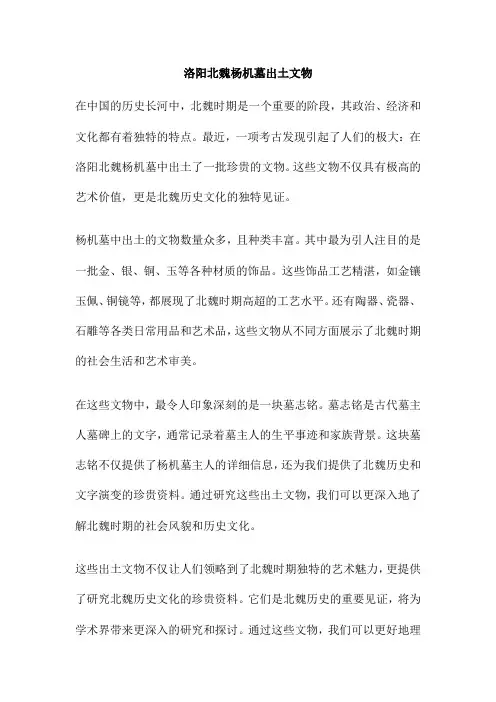 洛阳北魏杨机墓出土文物