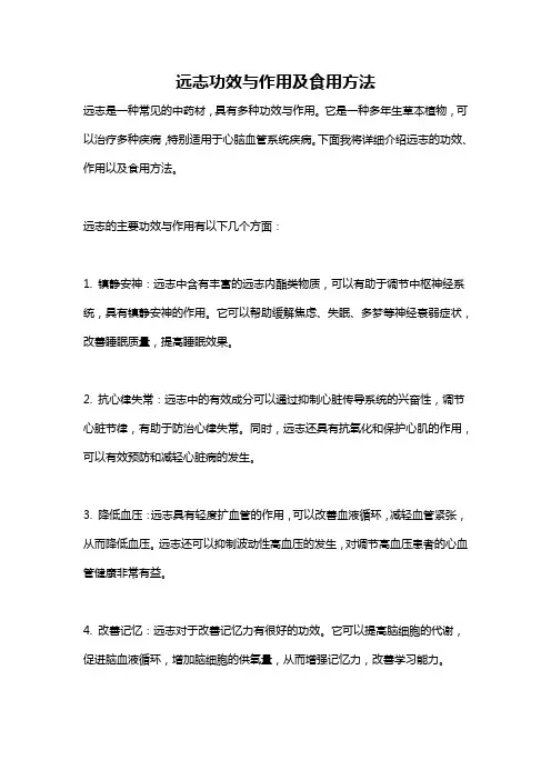 远志功效与作用及食用方法