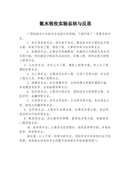 氨水吸收实验总结与反思