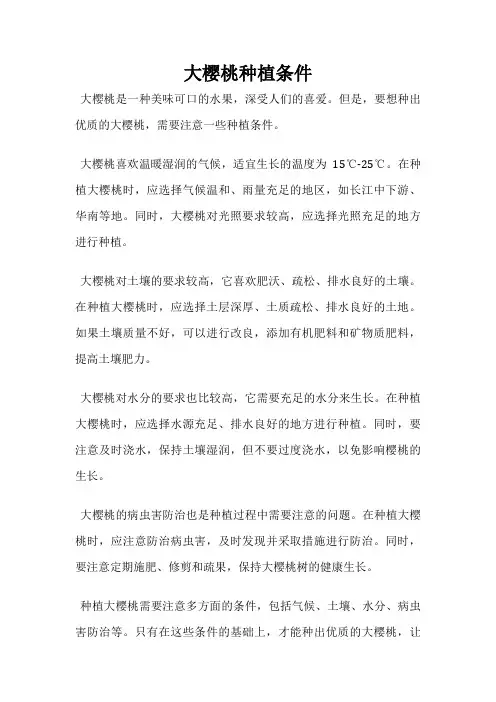 大樱桃种植条件