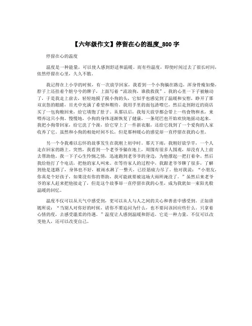【六年级作文】停留在心的温度_800字