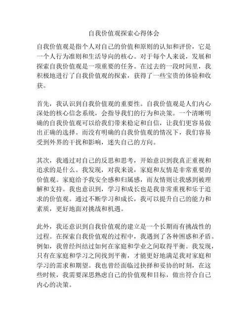 自我价值观探索心得体会