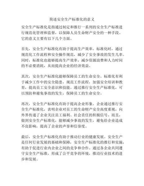 简述安全生产标准化的意义