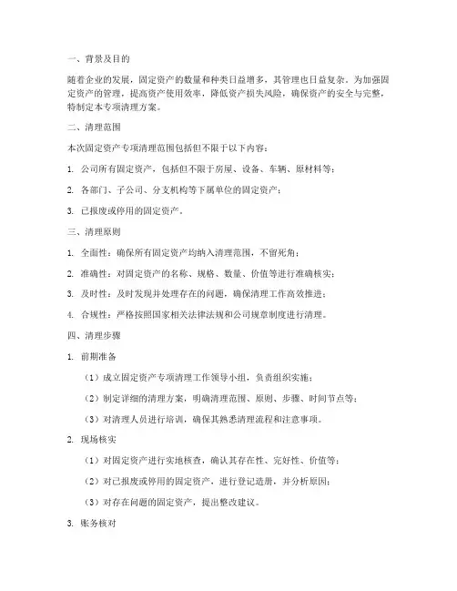 固定资产专项清理方案