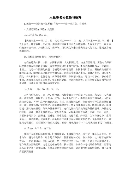 太极拳名词领悟与解释