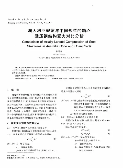 澳大利亚规范与中国规范的轴心受压钢结构受力对比分析