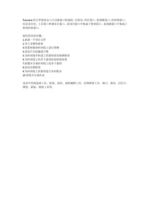 Premiere的主界面功能及介绍