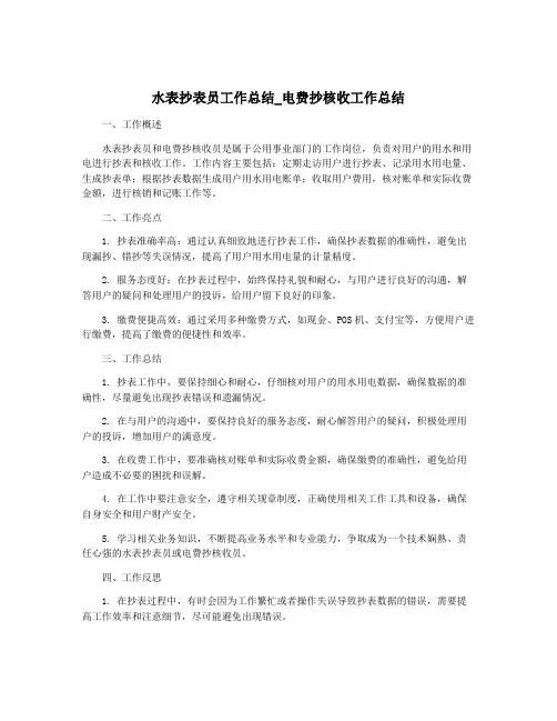 水表抄表员工作总结_电费抄核收工作总结