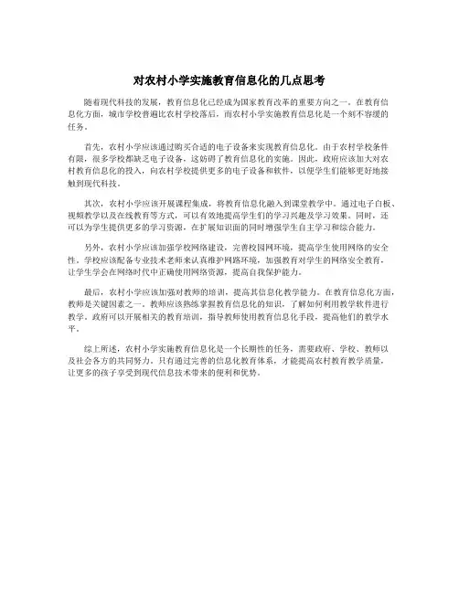对农村小学实施教育信息化的几点思考