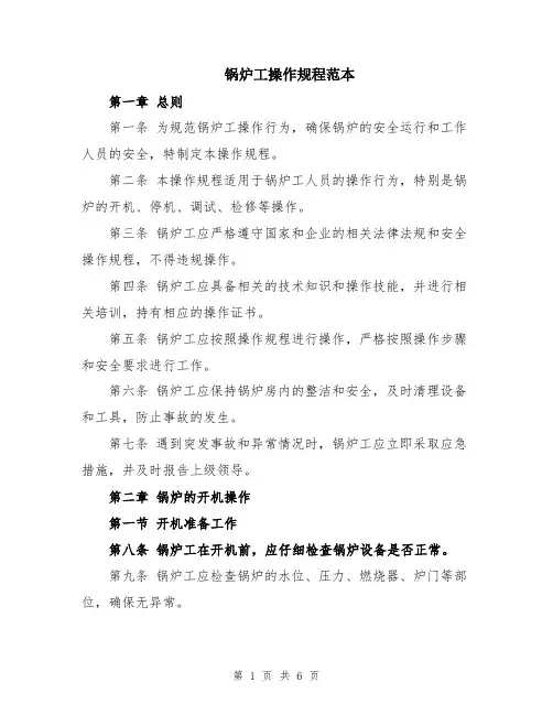 锅炉工操作规程范本