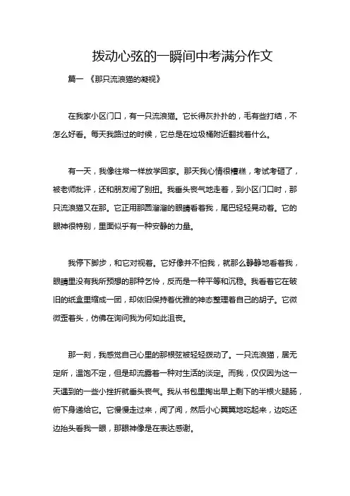 拨动心弦的一瞬间中考满分作文