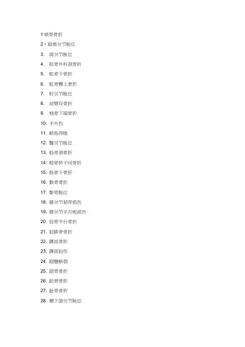骨科常见疾病名称