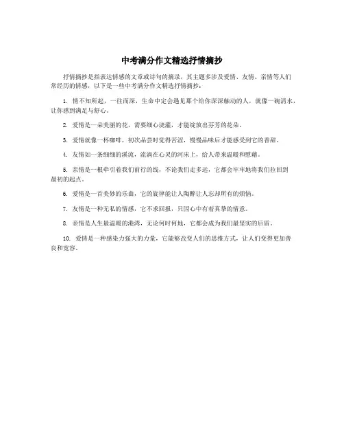 中考满分作文精选抒情摘抄