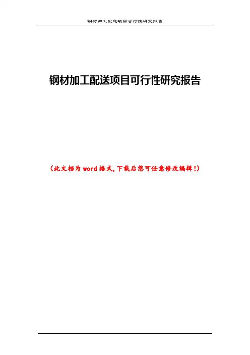 钢材加工配送项目可行性研究报告