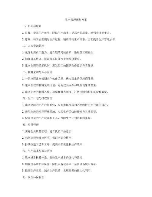生产管理规划方案