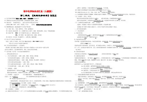 初中化学知识点归纳(人教版)