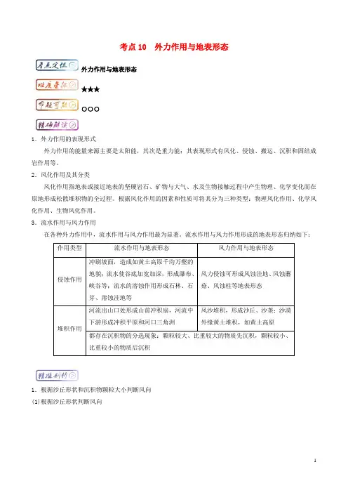 高中地理 最拿分考点系列 考点10 外力作用与地表形态