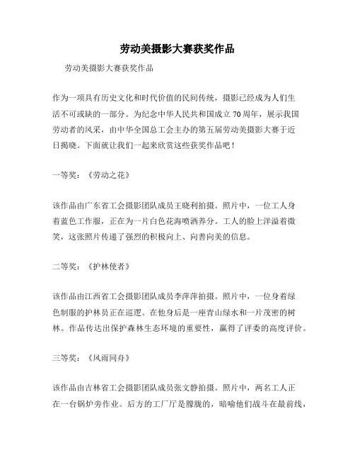 劳动美摄影大赛获奖作品