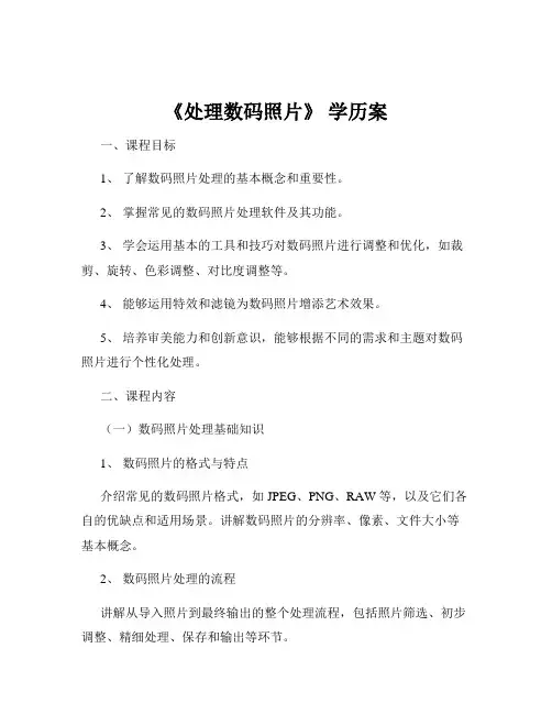 《处理数码照片》 学历案