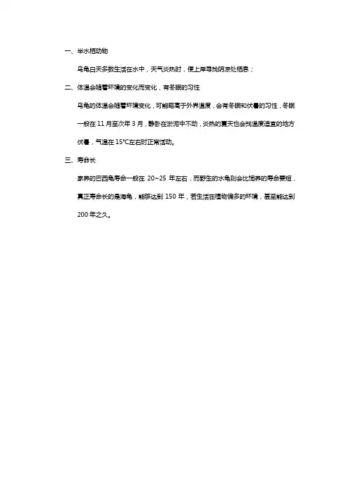 乌龟的特点