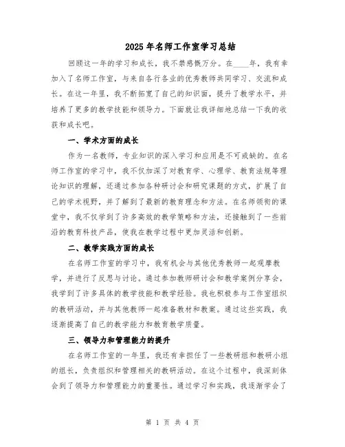 2025年名师工作室学习总结（二篇）