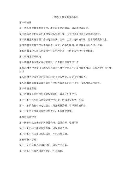 村里财务规章制度怎么写