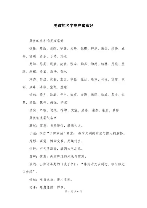 男孩的名字响亮寓意好