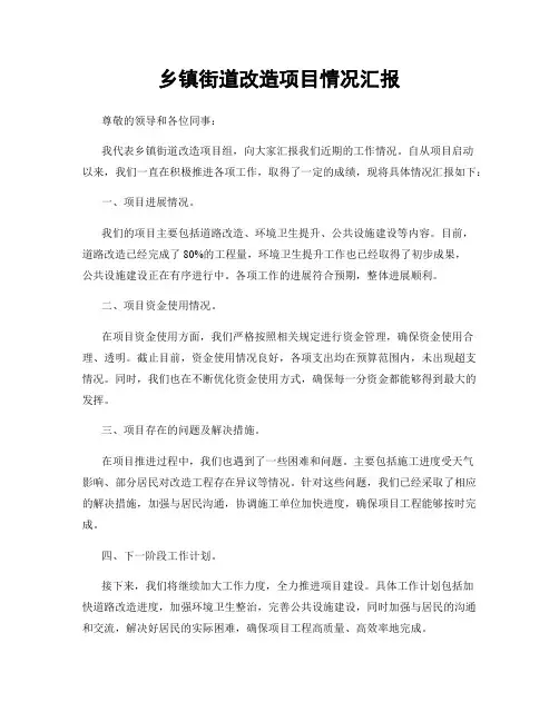 乡镇街道改造项目情况汇报