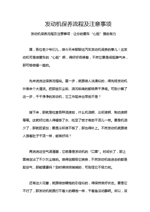 发动机保养流程及注意事项