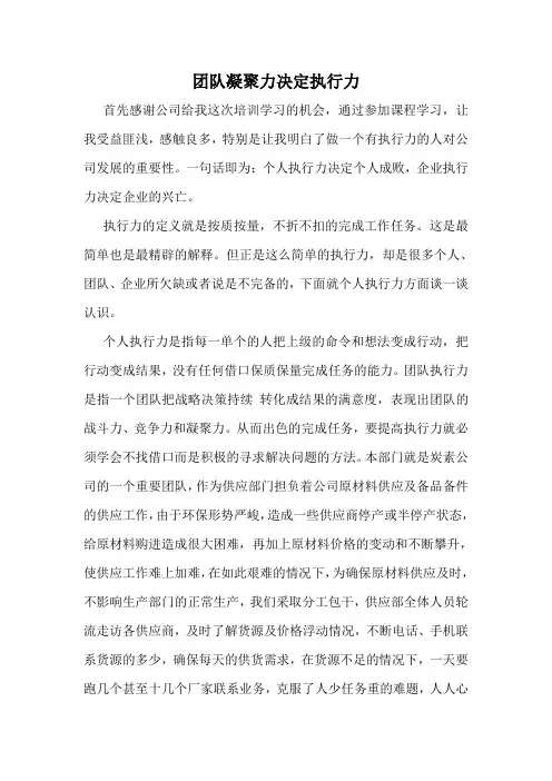 团队凝聚力决定执行力