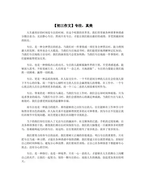 【初三作文】专注,真美