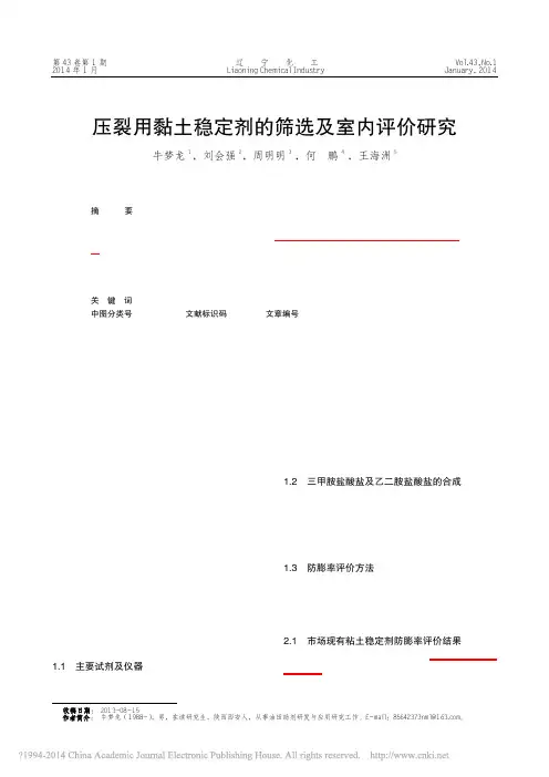 6.压裂用黏土稳定剂的筛选及室内评价研究_牛梦龙