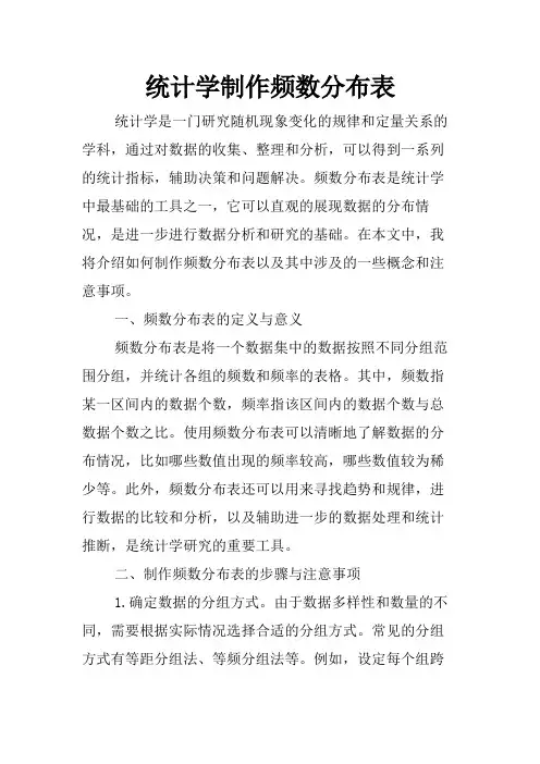 统计学制作频数分布表