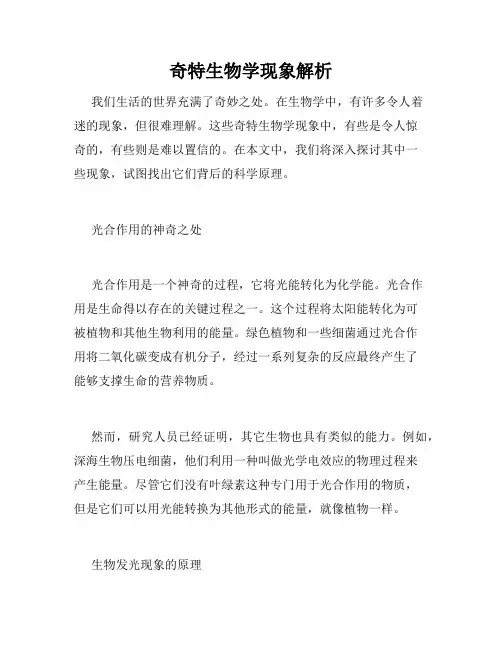 奇特生物学现象解析