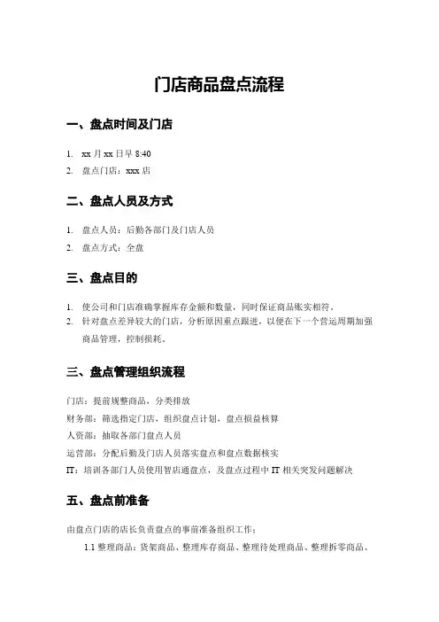 门店商品库存盘点流程