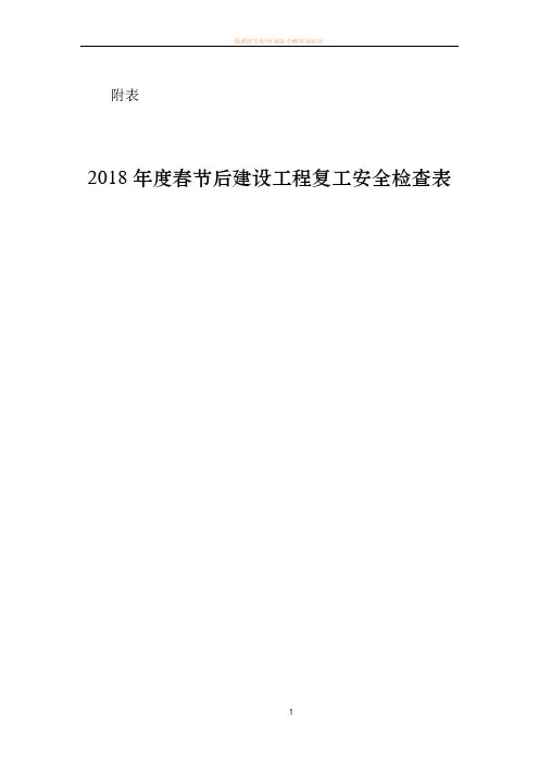 2018年度春节后建设工程复工安全检查表