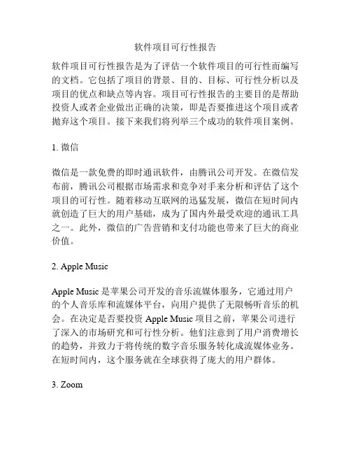 软件项目可行性报告
